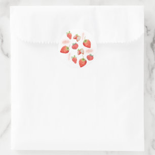 Berry First Kids Birthday   Strawberry   Pattern Classic Round Sticker