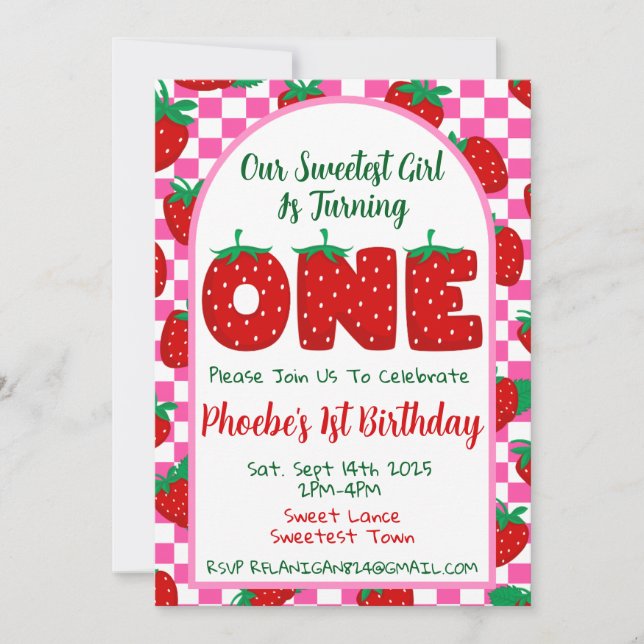 Berry First One Birthday Party Invitation (Front)