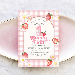 Berry First Strawberry 1st Birthday Invitation