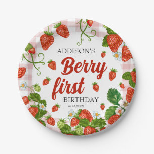 Berry First Strawberry 1st Birthday Party Custom Paper Plate