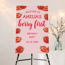 Berry First | Strawberry 1st Birthday welcome sign