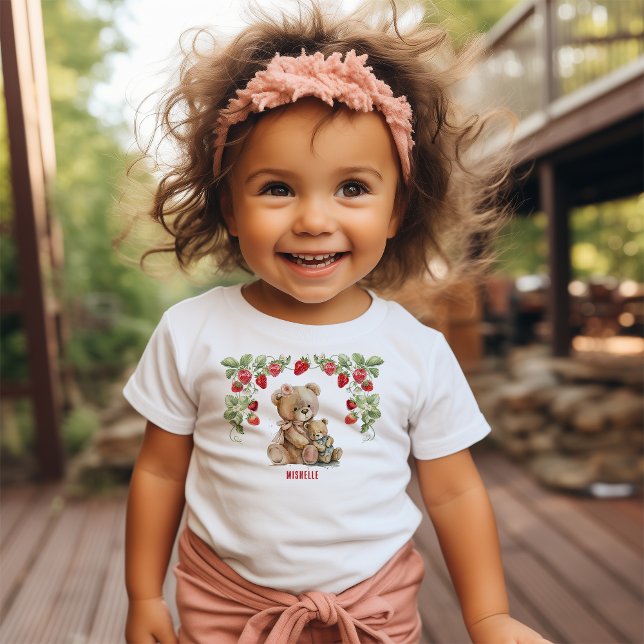 Berry First Strawberry and Bear Birthday Baby T-Shirt (Creator Uploaded)
