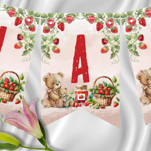 Berry First Strawberry and Bear Birthday Bunting