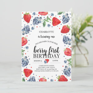 Berry First Strawberry and Blueberry Invitation
