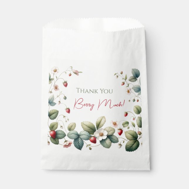 "Berry First" Strawberry Birthday Favour Bag (Front)