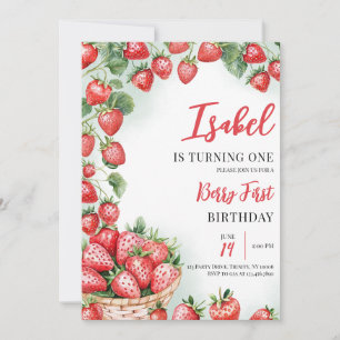 Berry First Strawberry Birthday Invitation