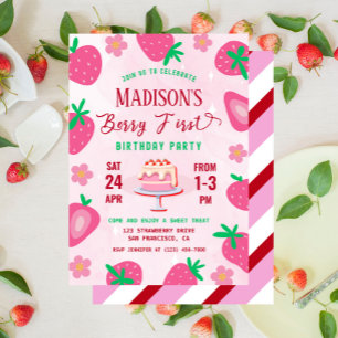 Berry First Strawberry Birthday Party Invitation
