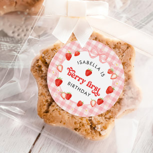 Berry First Strawberry Girl 1st Birthday Party Classic Round Sticker