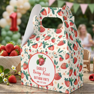 Berry First Strawberry Girl 1st Birthday Party Favour Box