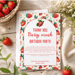Berry First Strawberry Girl 1st Birthday Party Thank You Card