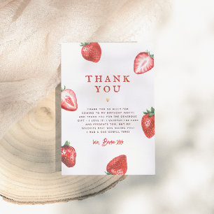 Berry First Strawberry Girl First Birthday Party Thank You Card