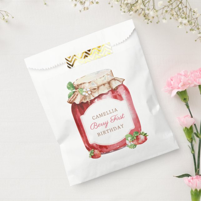 Berry First Strawberry Jam 1st Birthday Party Favour Bag (Sealed)