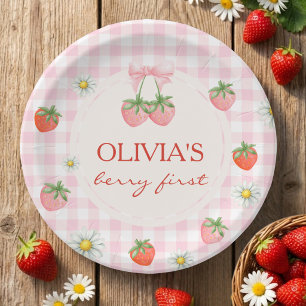 Berry First Strawberry Patch Picnic Party Paper Plate