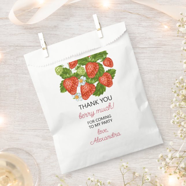 Berry First Strawberry Summer 1st Birthday Favour Favour Bag (Clipped)