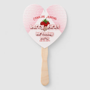 Berry First Strawbery 1st Birthday Hand Fan