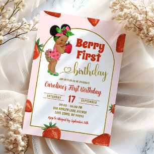 Berry First Summer First Birthday Strawberry Invitation