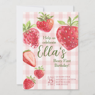 Berry first summer strawberry Birthday Invitation