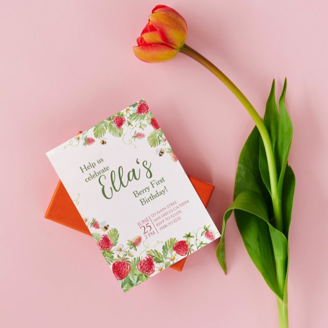 Berry first summer strawberry  Birthday Invitation (Creator Uploaded)