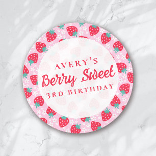 Berry FirSweetst Birthday Strawberry Daisy Classic Round Sticker