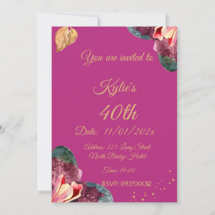 Berry Floral and rose water colour Invitation