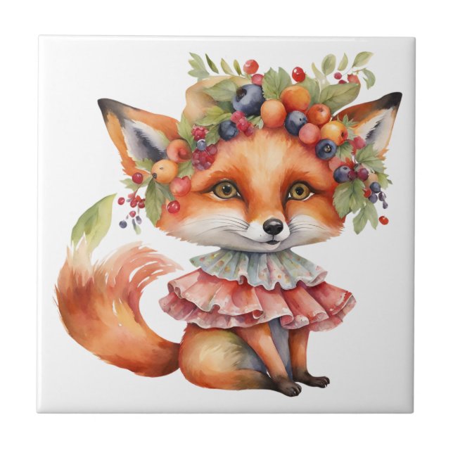 Berry Fox Blossom Ceramic Tile (Front)
