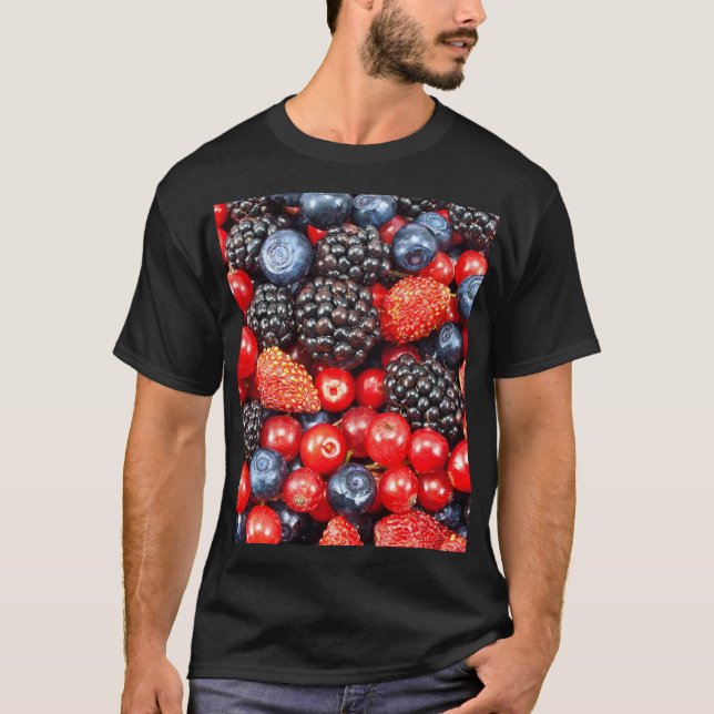 Berry-Fresh Background Mosaic T-Shirt (Front)