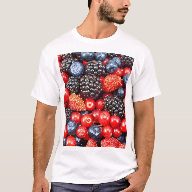 Berry-Fresh Background Mosaic T-Shirt (Front)