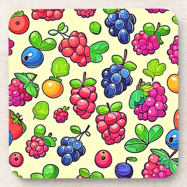 Berry Fruit Pattern Design Coaster (Front)