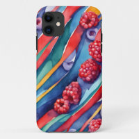 Berry Fruits and Fresh Colourful Stripes 