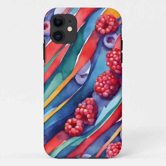 Berry Fruits and Fresh Colourful Stripes  Case-Mate iPhone Case (Back)