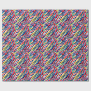 Berry Fruits and Fresh Colourful Stripes  Wrapping Paper