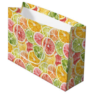 Berry Green Orange Pink Fruit Bridal Shower Large Gift Bag