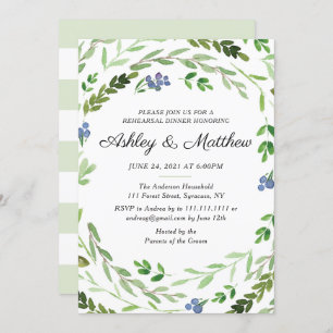 Berry Greenery Rehearsal Dinner Invitation