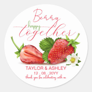 Berry Happy Together Wedding Classic Round Sticker