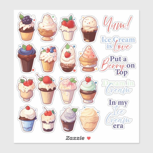 Berry Ice Cream Stickers (Sheet)