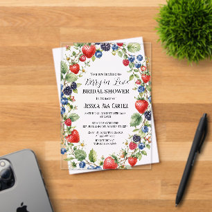 Berry in Love Berries Blueberry Bridal Shower Acrylic Invitations
