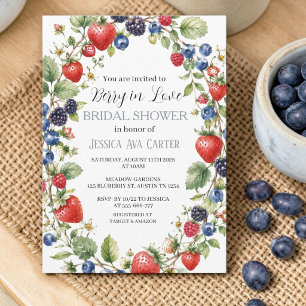 Berry in Love Berries Blueberry Bridal Shower Invitation