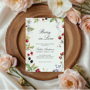 Berry In Love Bridal Shower Elegant Floral Invitation