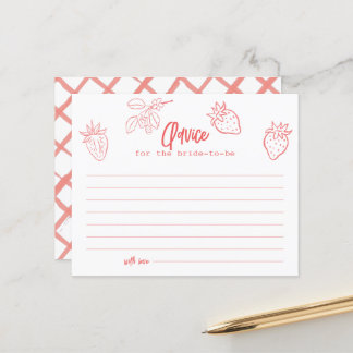 Berry in Love Strawberry Bridal Shower Advice Card