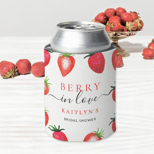 Berry In Love Strawberry Bridal Shower Favor Can Cooler
