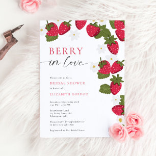 Berry in Love Strawberry Bridal Shower Floral Invitation