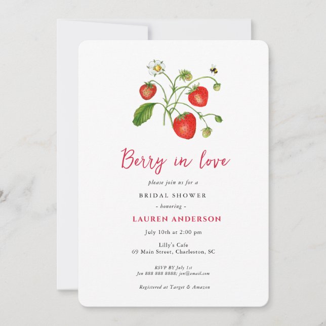 Berry in Love Strawberry Bridal Shower Invitation (Front)