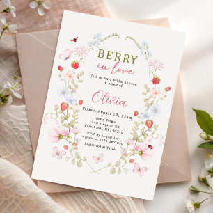 Berry In Love Strawberry Bridal Shower Invitation