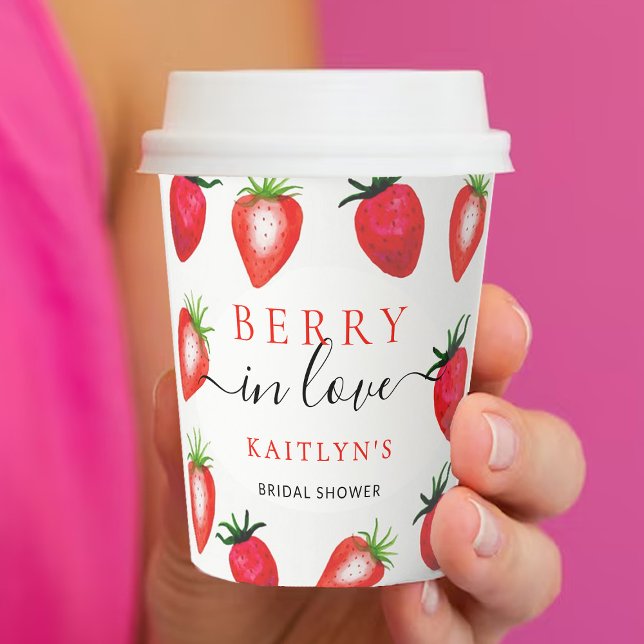 Berry In Love Strawberry Bridal Shower Paper Cups (Creator Uploaded)