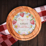 Berry in love strawberry bridal shower printed paper plate<br><div class="desc">Berry in love strawberry bridal shower monogram printed paper plates template,  summer garden strawberry berry themed bridal shower personalised table decor strawberries and daisies garden theme berry in love plates</div>