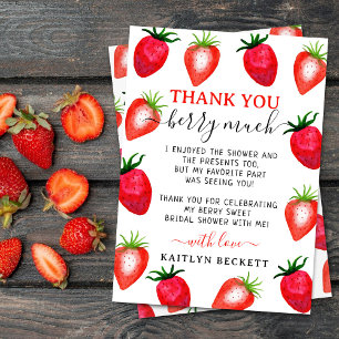 Berry In Love Strawberry Bridal Shower Thank You Card