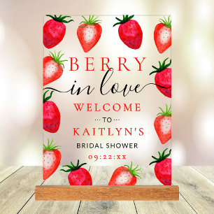Berry In Love Strawberry Bridal Shower Welcome Acrylic Sign