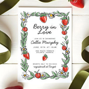 Berry in Love Strawberry Cherry Bridal Shower Invitation