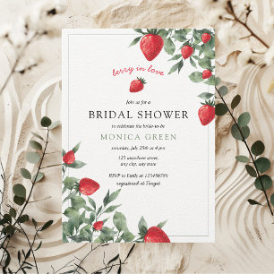 Berry in Love Strawberry Gingham Bridal Shower Invitation