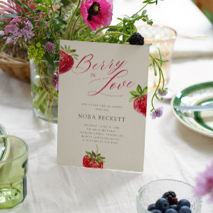 Berry in Love Watercolor Strawberry Bridal Shower Invitation